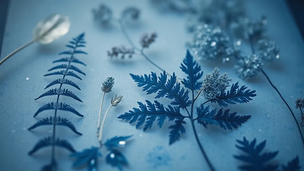 Vintage cyanotype of ferns