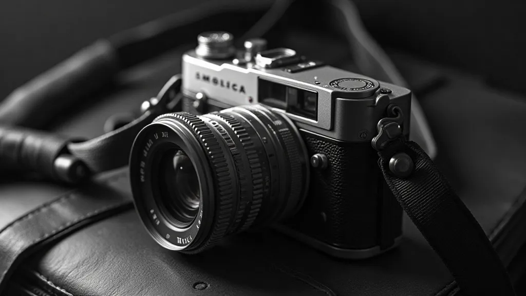 Leica M3 camera on a leather bag