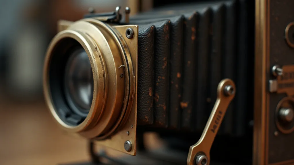 Vintage accordion camera detail